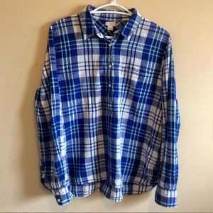 🍁3/20 J.Crew Blue Plaid Gauze half button Down